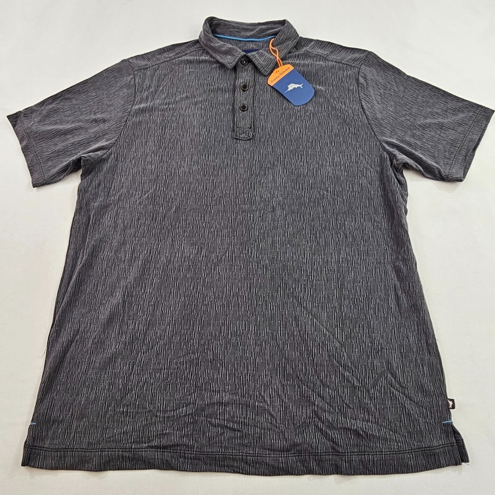 Tommy Bahama polo shirt mens M Medium orange 3 button polyester logo 43"